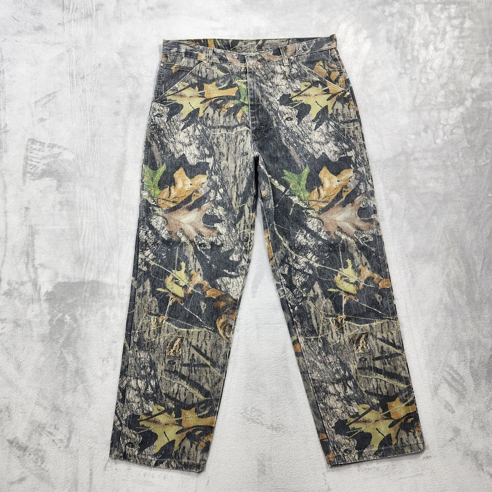 Wrangler Pro Gear Jeans Mens 36x34 Green Camo Straight Denim Hunting PG040MO